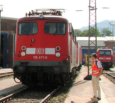 Die letzte Lok der BR 110 in Baden, hier im Werk Freiburg